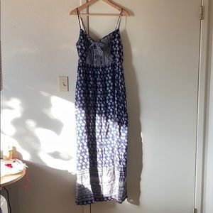 Maxi dress - blue bandana print cotton - size L
